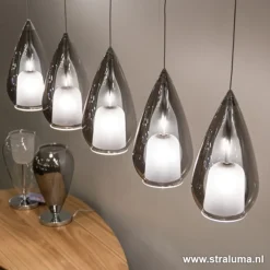 Hanglamp 5L druppel glas smoke