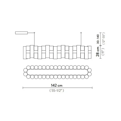Hanglamp La Lollo linear 140 goud