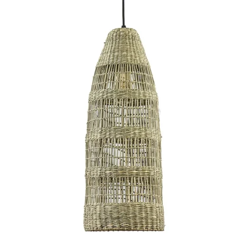 Hanglamp Latika smal zeegras naturel met zwart