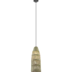 Hanglamp Latika smal zeegras naturel met zwart