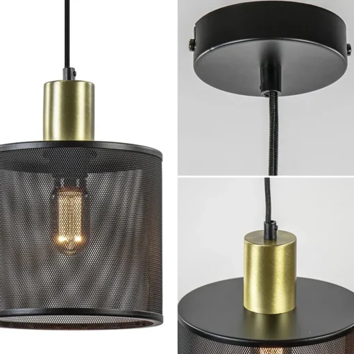 Hanglamp mat zwarte kap cilinder met goud