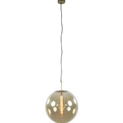 Hanglamp Medina 48cm messing + amber glas