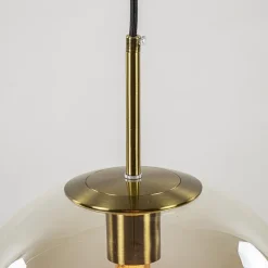 Hanglamp Medina satin gold/amber glas 30cm