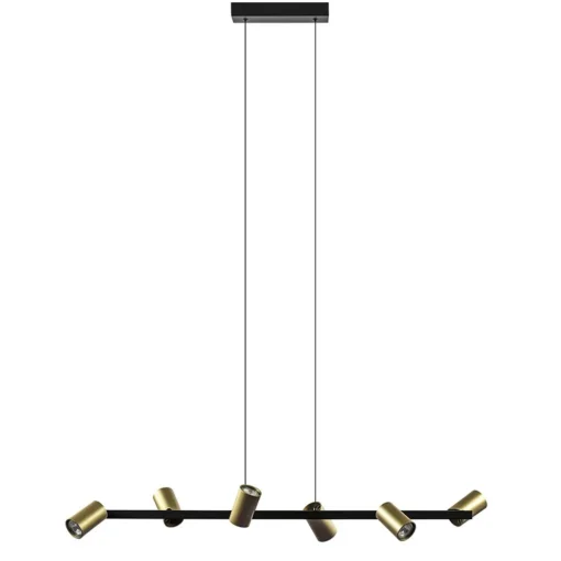 Hanglamp met spots 6-lichts zwart/goud
