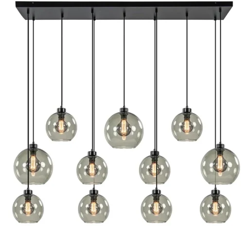 Hanglamp multipendel 11-L zwart smoke glas 20+25cm