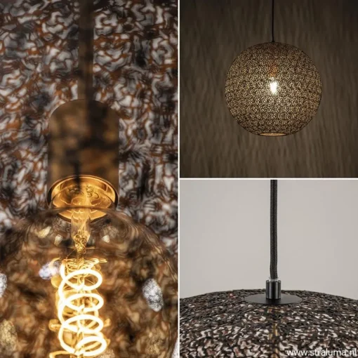 Hanglamp Oronero bol zwart/goud 60cm
