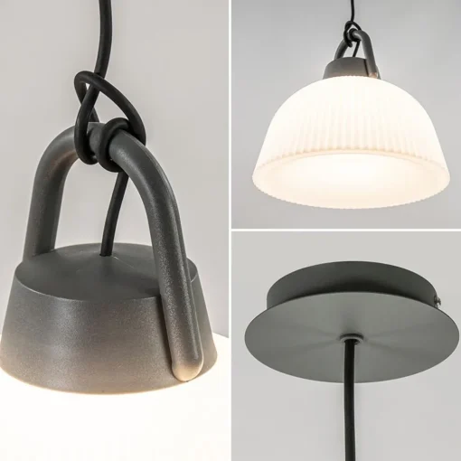 Hanglamp outdoor antraciet met wit IP65