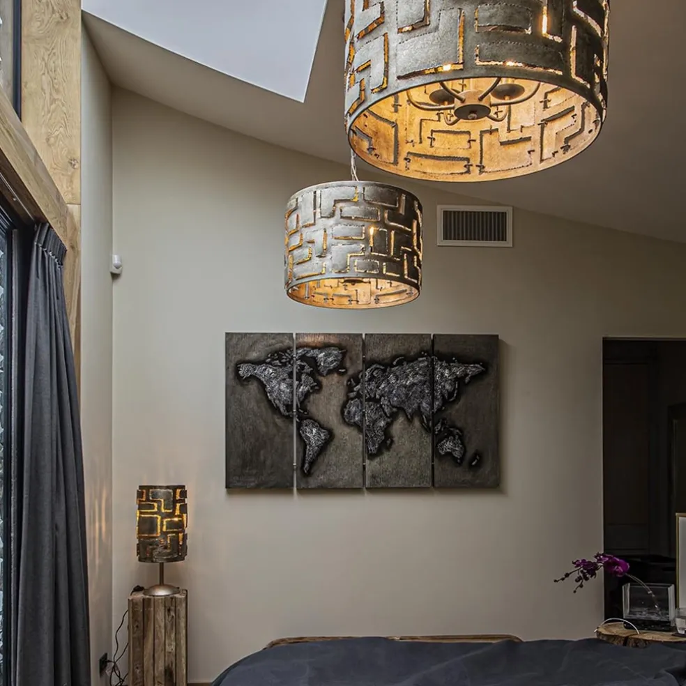 Hanglamp Pablo cil 55cm ambacht.zilver