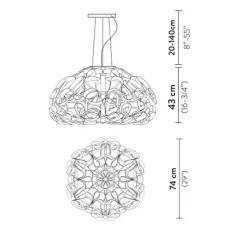 Hanglamp Quantica 74cm gold/white