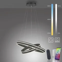 Hanglamp Q-Vito dubbel zwart + remote cct