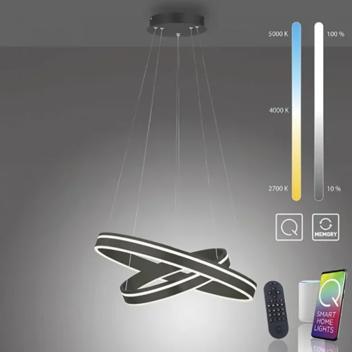 Hanglamp Q-Vito dubbel zwart + remote cct