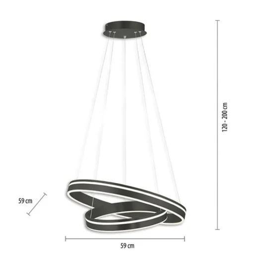 Hanglamp Q-Vito dubbel zwart + remote cct