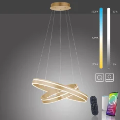 Hanglamp Q-Vito dubbele ring gold smart