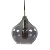 Hanglamp Rakel 20cm antiek brass+smoke glas