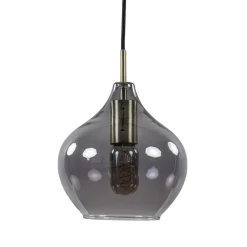 Hanglamp Rakel 20cm antiek brass+smoke glas