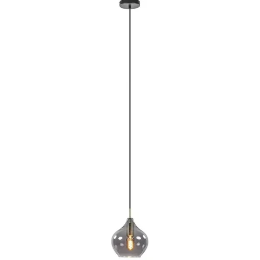 Hanglamp Rakel 20cm antiek brass+smoke glas