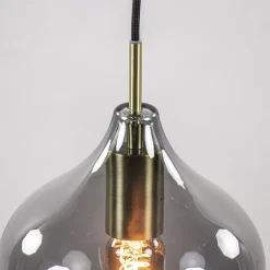 Hanglamp Rakel 20cm antiek brass+smoke glas