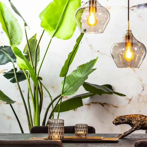 Hanglamp Rakel 20cm antiek brass+smoke glas