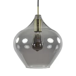Hanglamp Rakel 27cm antiek brass+smoke glas