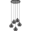 Hanglamp Rakel 5L rond antiek brass + smoke glas