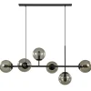 Hanglamp Random bol 6L zwart met smoke glas