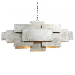 Hanglamp rechthoek speels antiek zilver