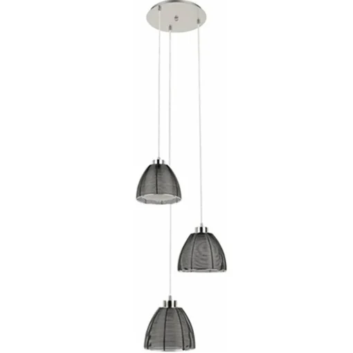 Hanglamp rond 3-lichts zwart draad/glas