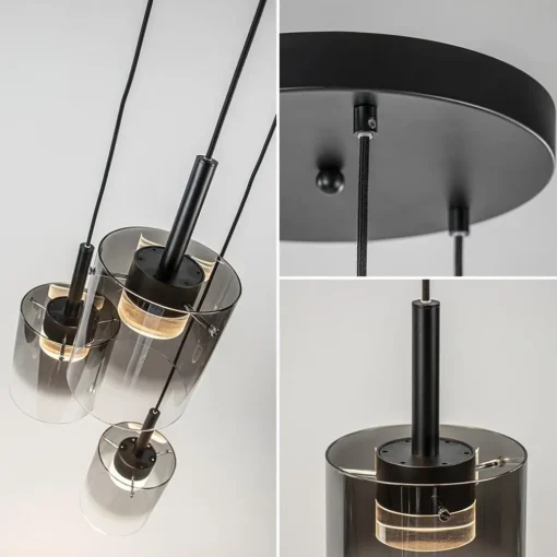Hanglamp Salerno 3L zwart/gradient smoke