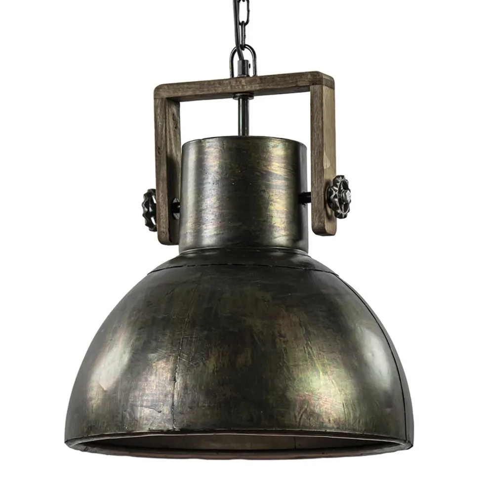 Hanglamp Shelly industrieel bruin/hout