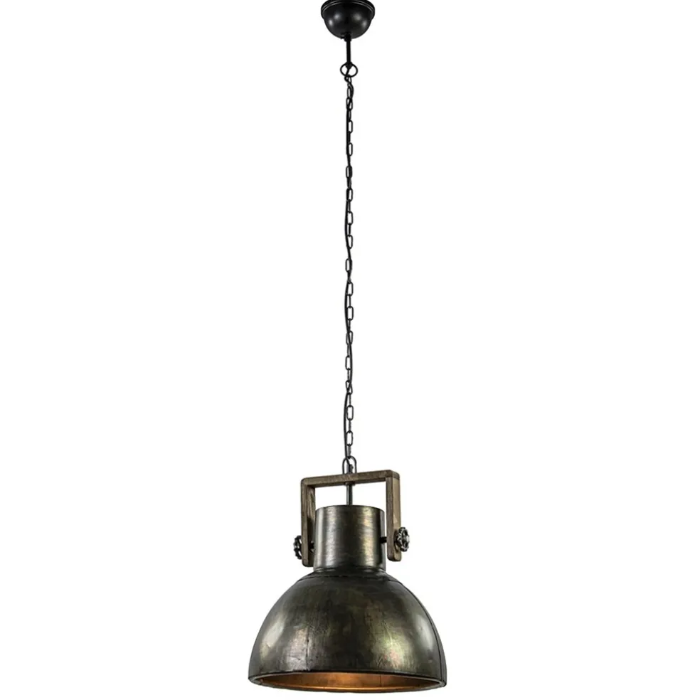 Hanglamp Shelly industrieel bruin/hout