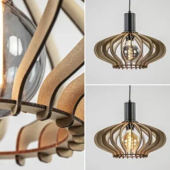 Hanglamp Ufo naturel hout 35cm
