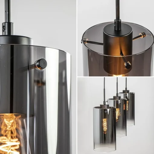 Hanglamp Ventotto 3l zwart/smoke glas