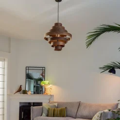 Hanglamp Walnut  zwart / walnoot hout