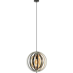 Hanglamp Woody 44 zwart/naturel hout