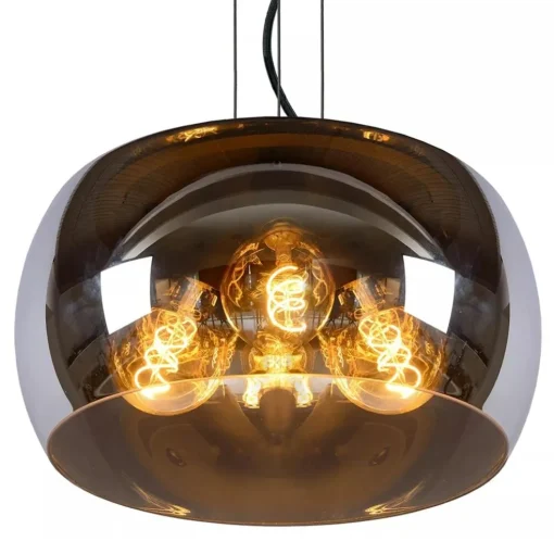 Hanglamp zwart + smoke glas 40cm