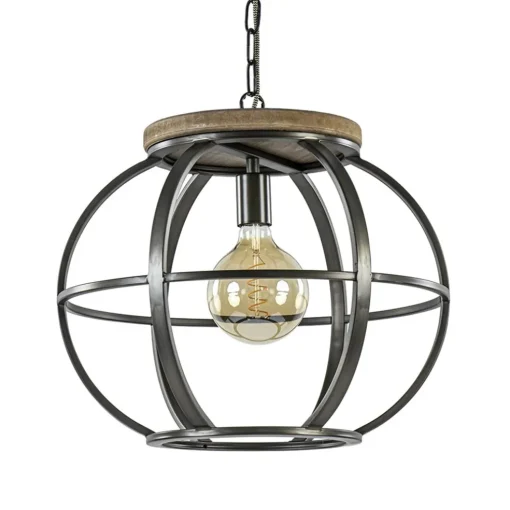 Hanglamp zwart industrieel open frame