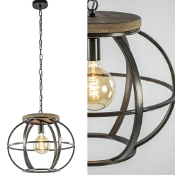 Hanglamp zwart industrieel open frame