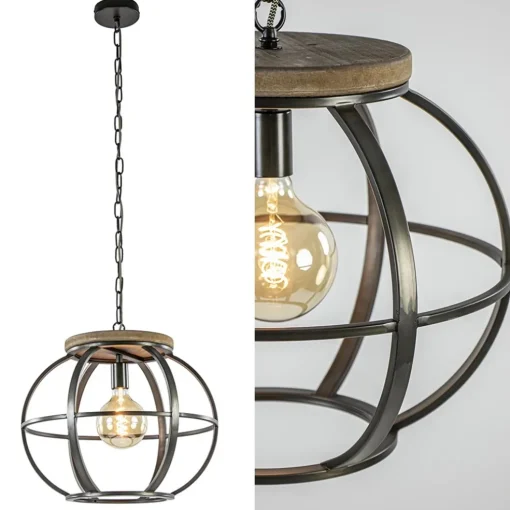 Hanglamp zwart industrieel open frame
