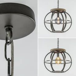 Hanglamp zwart industrieel open frame
