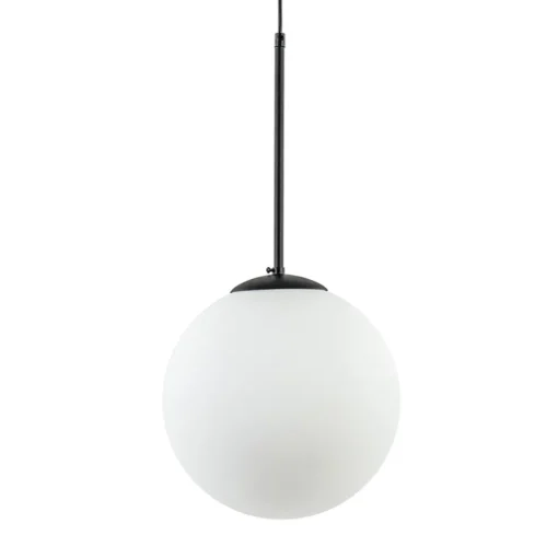 Hanglamp zwart met opaal wit glas 30 cm