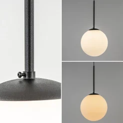 Hanglamp zwart met opaal wit glas 30 cm