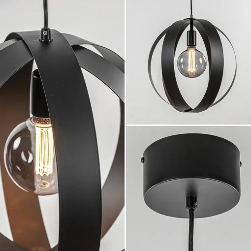 Hanglamp zwart metalen ringen 40 cm