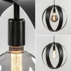 Hanglamp zwart metalen ringen 40 cm