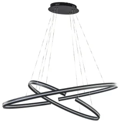 Hanglamp zwart 2x ledband ovaal