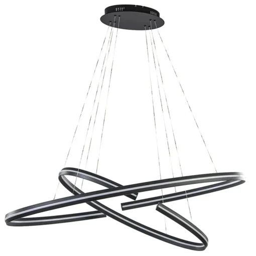 Hanglamp zwart 2x ledband ovaal