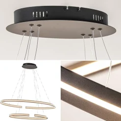 Hanglamp zwart 2x ledband ovaal