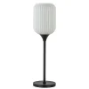 Hoge tafellamp zwart met wit glazen kap