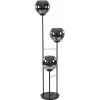 Hotel chique 3-lichts vloerlamp zwart met smoke/titanium glas