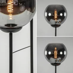 Hotel chique 3-lichts vloerlamp zwart met smoke/titanium glas