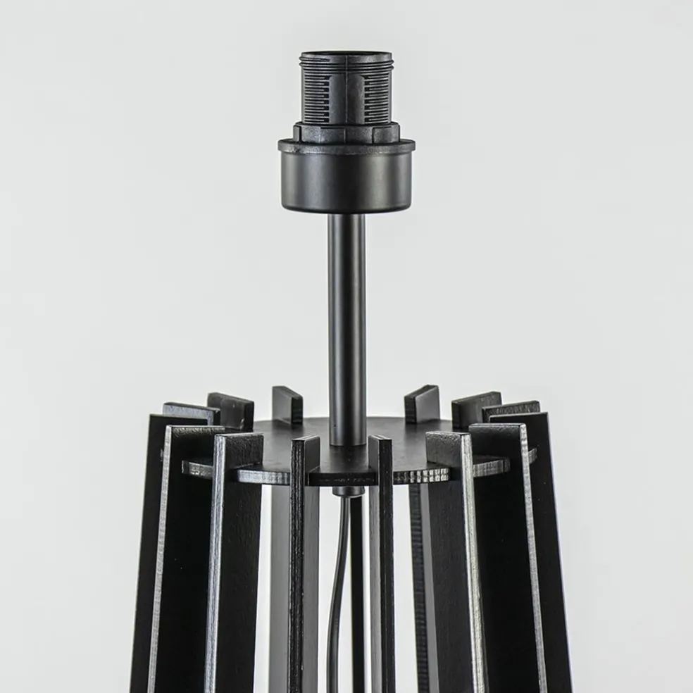 Houten lampvoet mat zwart exclusief kap